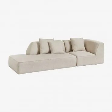 Sofá Modular De Canto Em 2 Peças Com Chaise Longue Esquerda Estofado Cardea Bouclé Bege Creme - Sklum