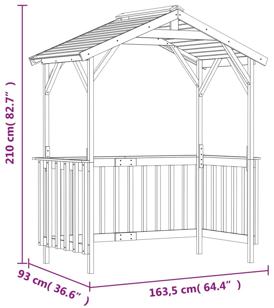 Abrigo para barbecue 163,5x93x210cm madeira de pinho impregnada