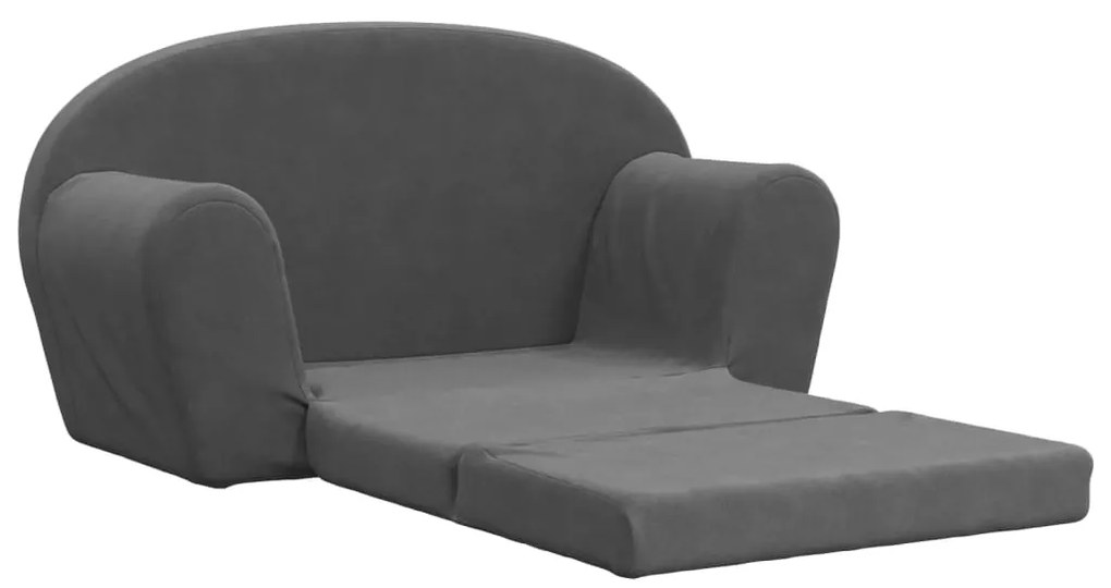 Sofá-cama infantil de 2 lugares pelúcia macia antracite