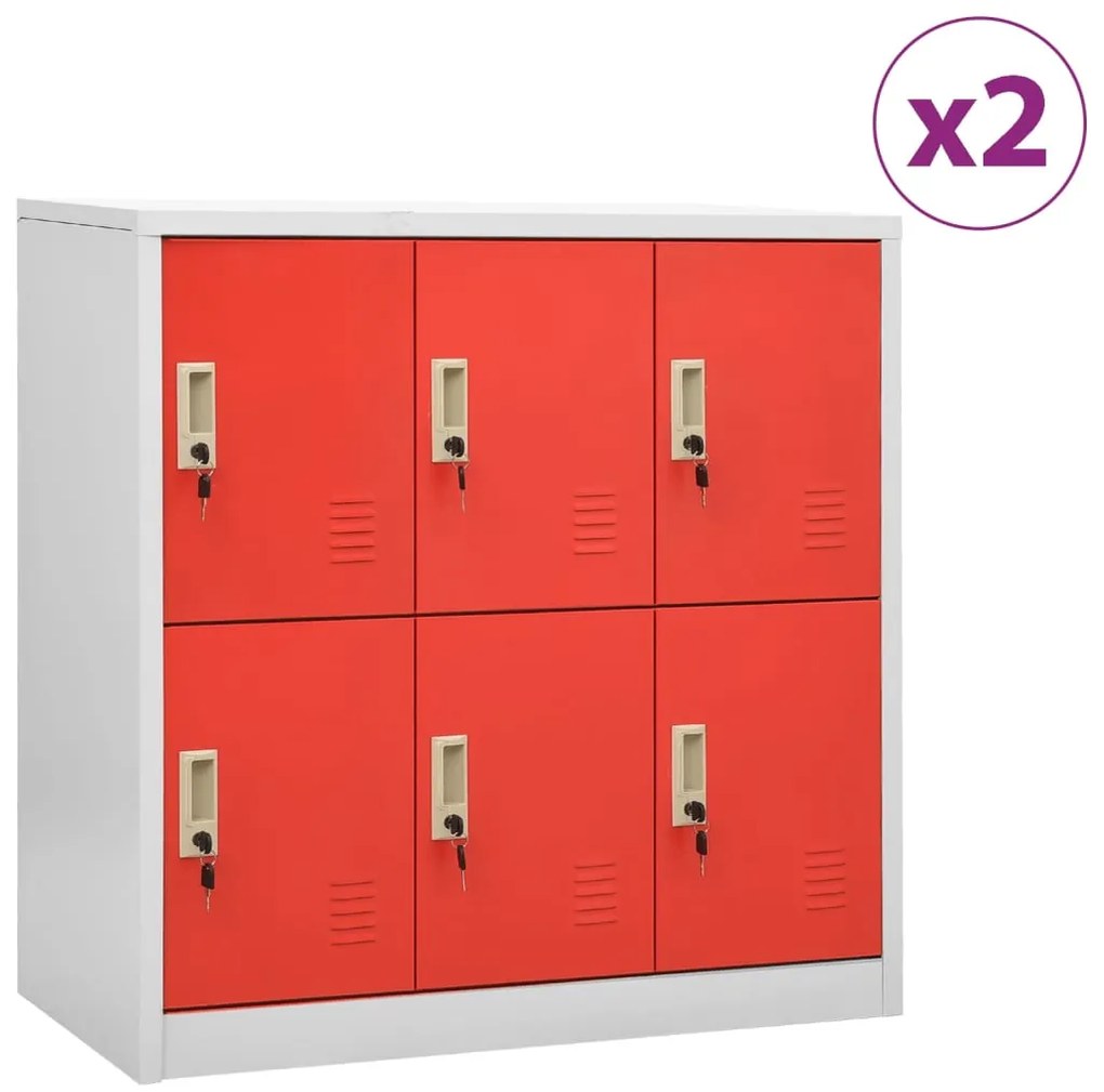 Cacifos 2 pcs 90x45x92,5 cm aço cinzento-claro e vermelho