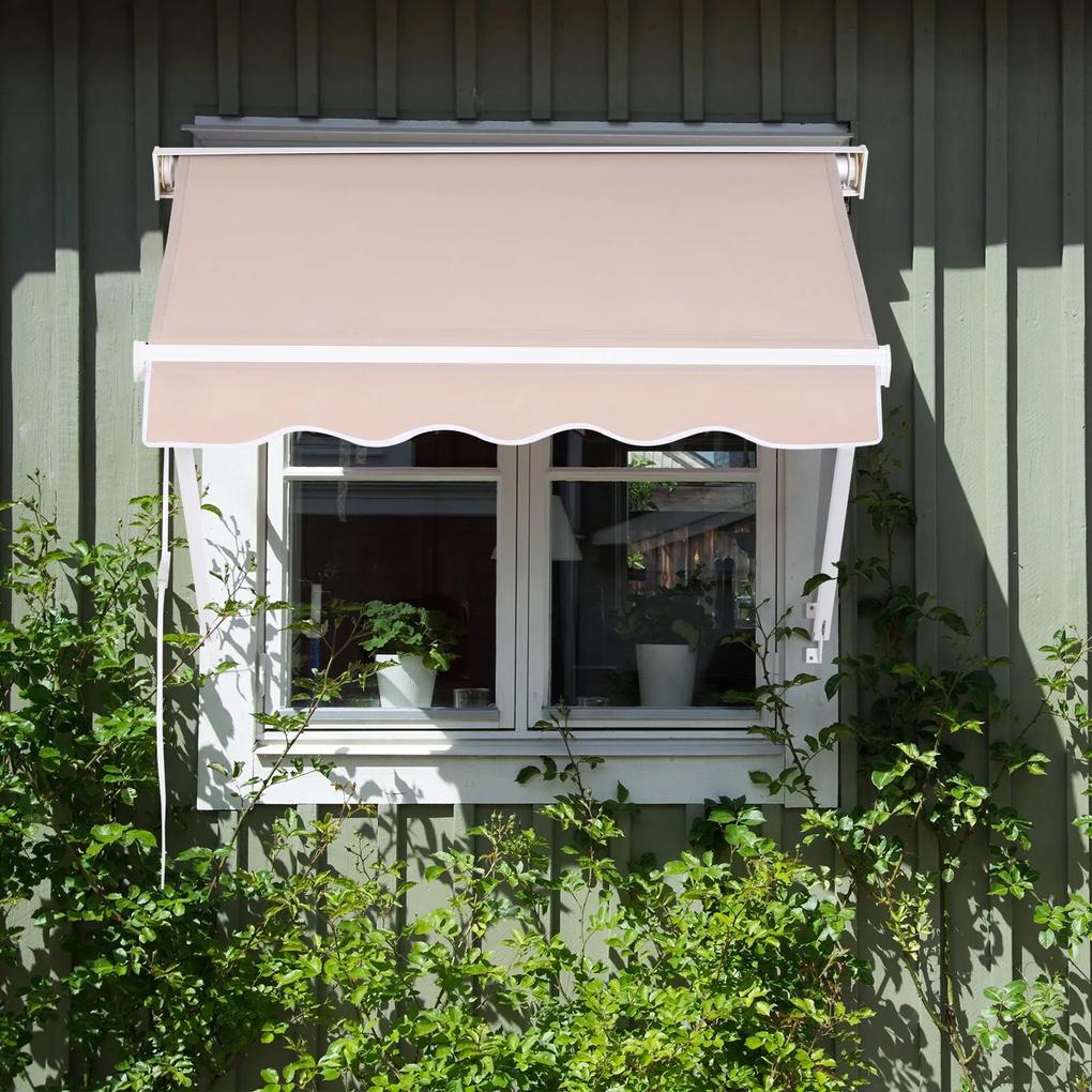 Outsunny Toldo da porta da janela ou varanda Braços dobráveis com ângulo de inclinação ajustável 120x70cm Bege
