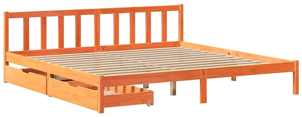 Cama sem colchão 200x200 cm pinho maciço castanho-mel