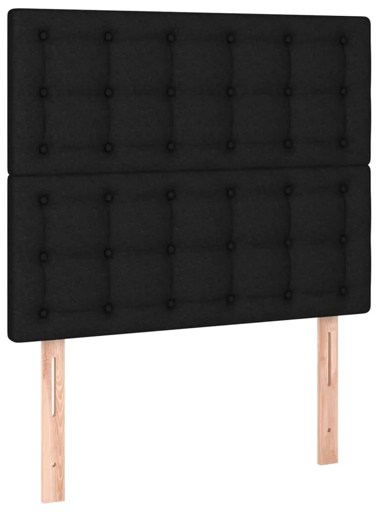 Cabeceira cama c/ LED tecido 80x5x118/128 cm preto