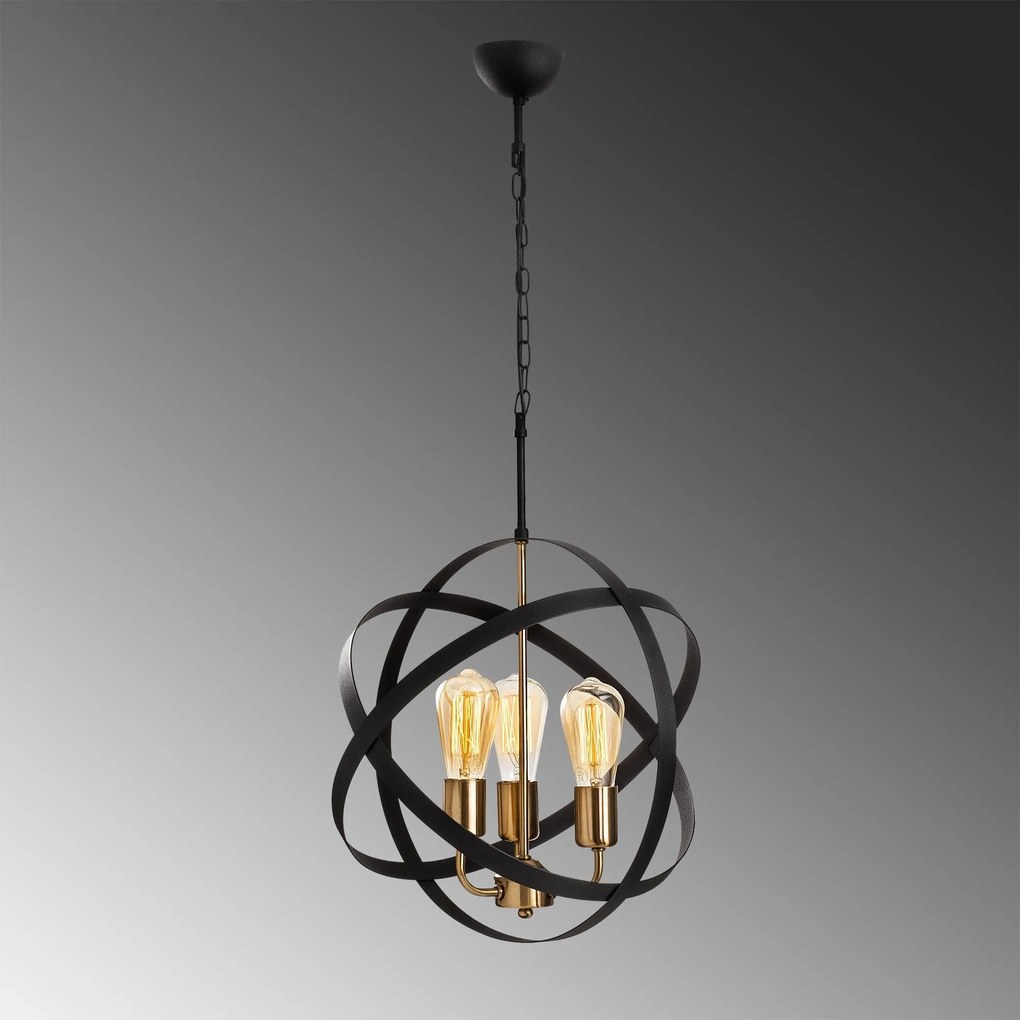 Chandelier Gezegen – Dourado/Preto – 40 cm x 90 cm