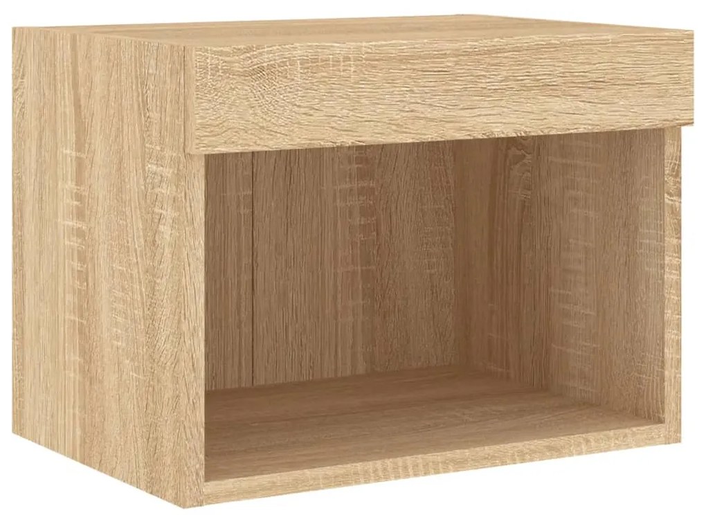 Mesa de cabeceira de parede com luzes LED carvalho sonoma