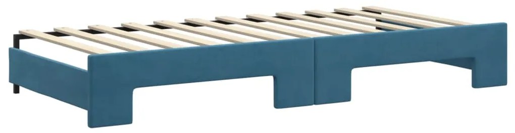 Sofá-cama com gavetão e gavetas 90x200 cm veludo azul