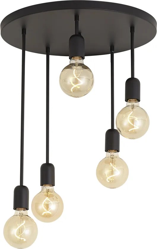 Candeeiro de teto moderno preto 5 luzes - Facil