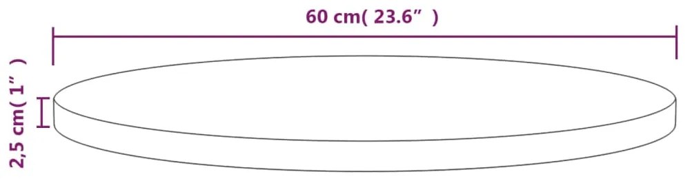 Tampo de mesa pinho maciço Ø60x2,5 cm branco