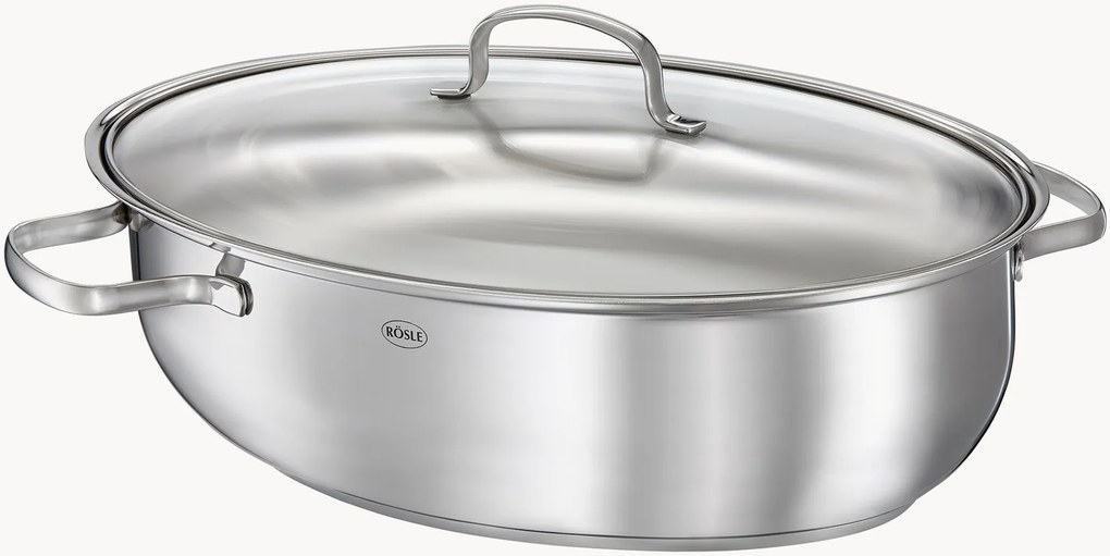 Assadeira oval antiaderente com tampa de vidro Elegance