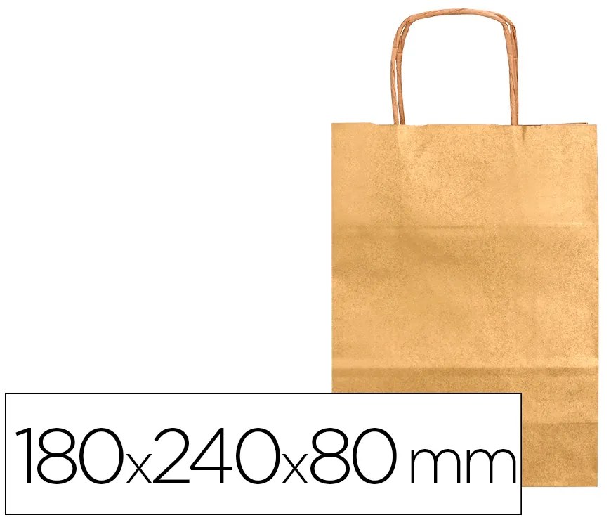 Saco de Papel Basika Kraft Ouro XS com Asa Torcida 180x240x80 mm