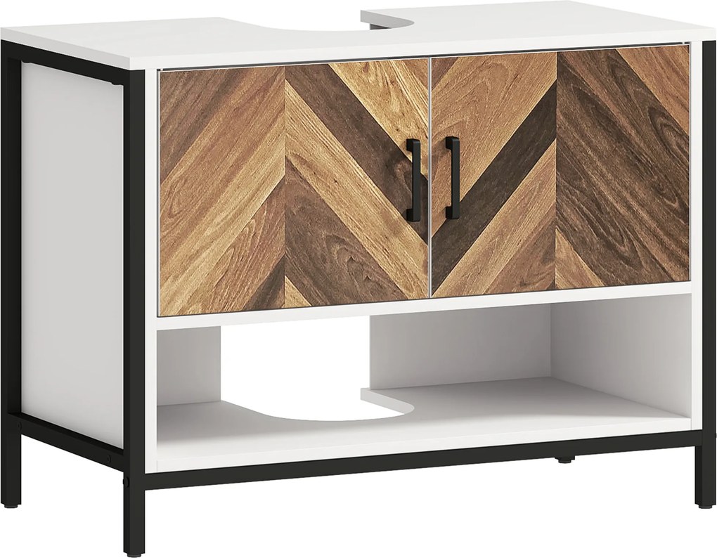 Móvel para Lavatório (não incluido) Pousar Móvel Casa de Banho com 2 Portas e Compartimento Aberto para Lavatório com ou sem Pedestral 80x40x60 cm Bra