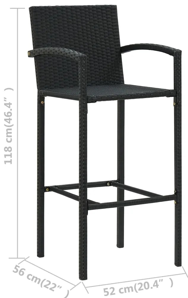 5 pcs conjunto de bar para jardim preto