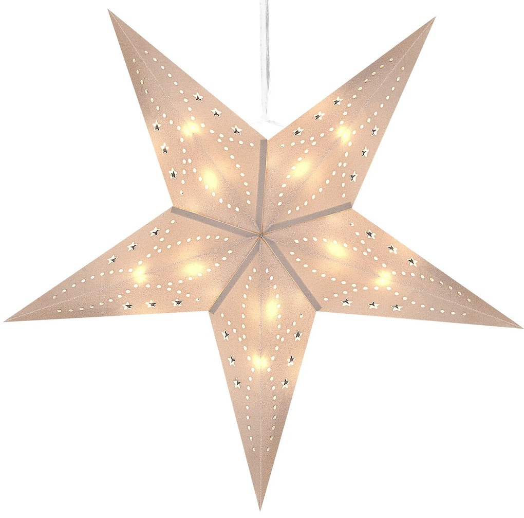 Conjunto de 2 estrelas de papel com LED em branco brilhante 60 cm MOTTI Beliani