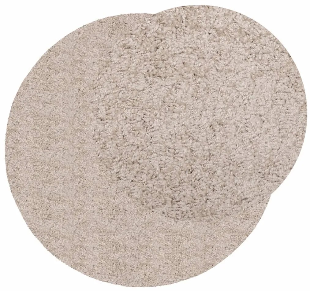 Tapete shaggy de pelo alto PAMPLONA Ø 80 cm bege
