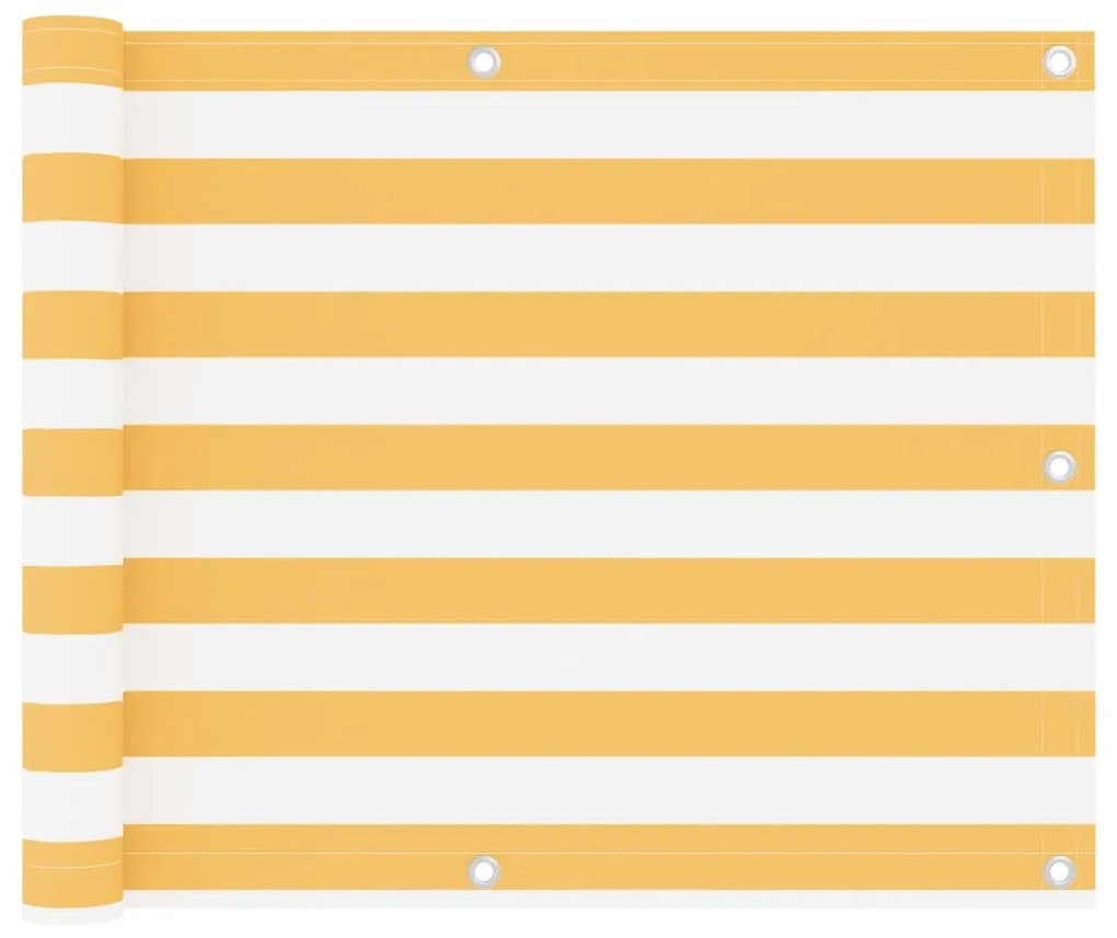 vidaXL Tela de varanda 75x600 cm tecido Oxford branco e amarelo
