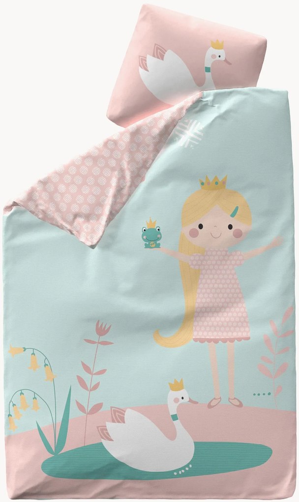 Conjunto de roupa de cama para crianças em cetim de algodão Little Princess