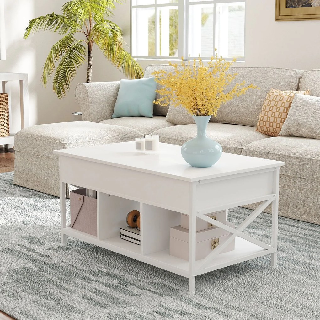 Mesa de centro com altura ajustável 60 x 100 x (48-62) cm Branca