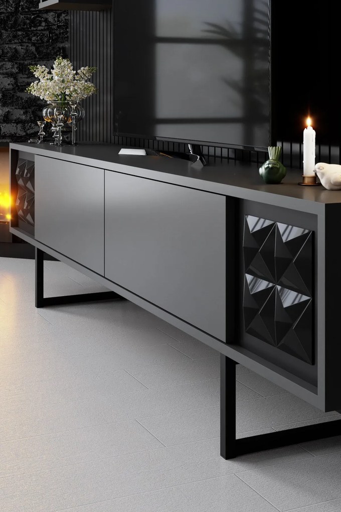 Conjunto de Mobiliário de Sala – Black Line Set – Antracite e Preto
