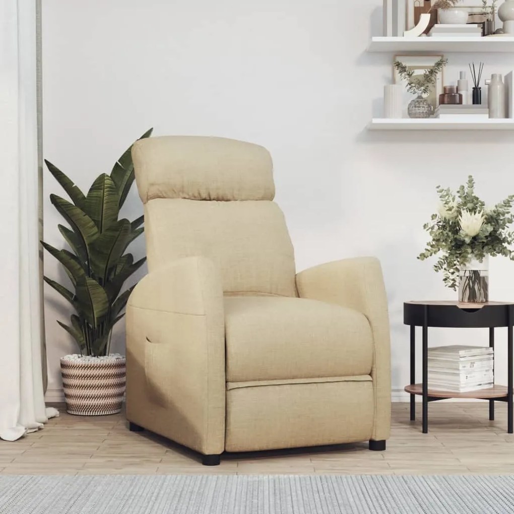 289705 vidaXL Poltrona reclinável tecido cor creme