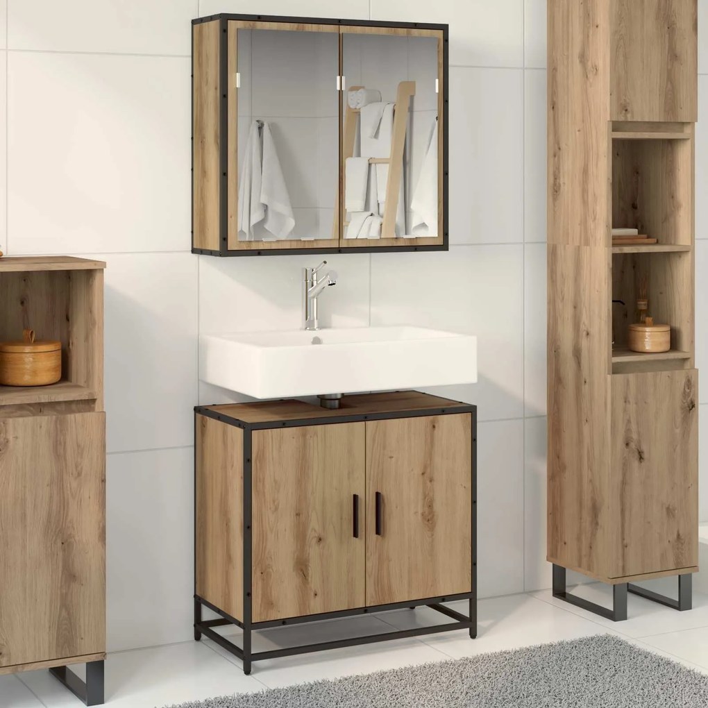 vidaXL Conjunto de Móveis para Banheiro 2 pcs Carvalho Artesanal