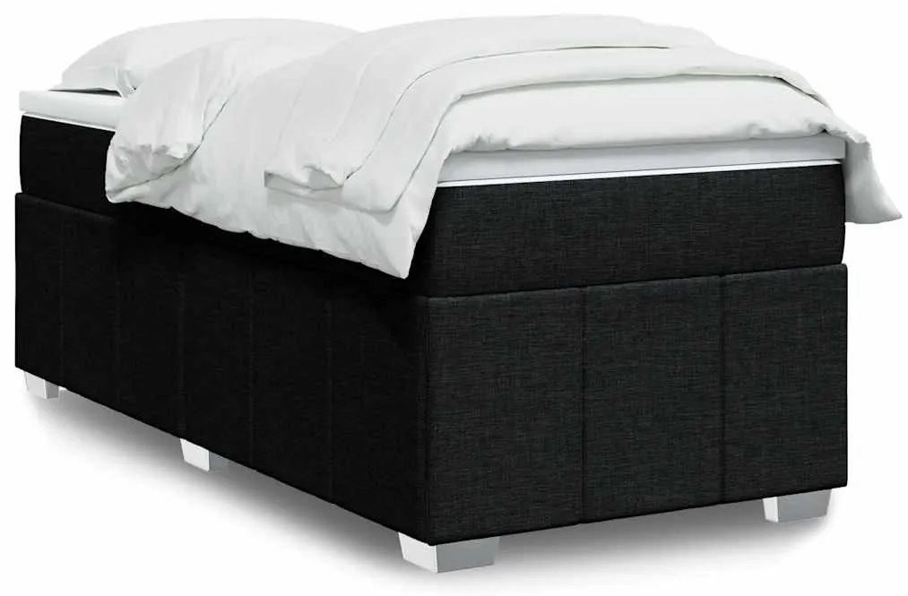 Cama com molas/colchão 100x200 cm tecido preto