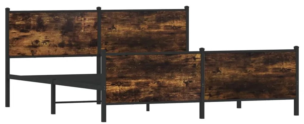Estrutura de cama sem colchão 193x203cm metal carvalho fumado