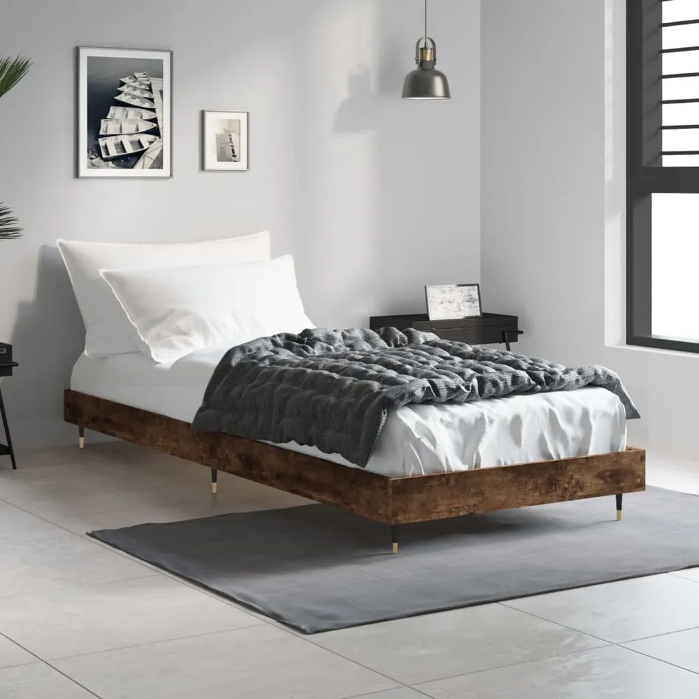 Estrutura cama s/ colchão derivados de madeira carvalho fumado