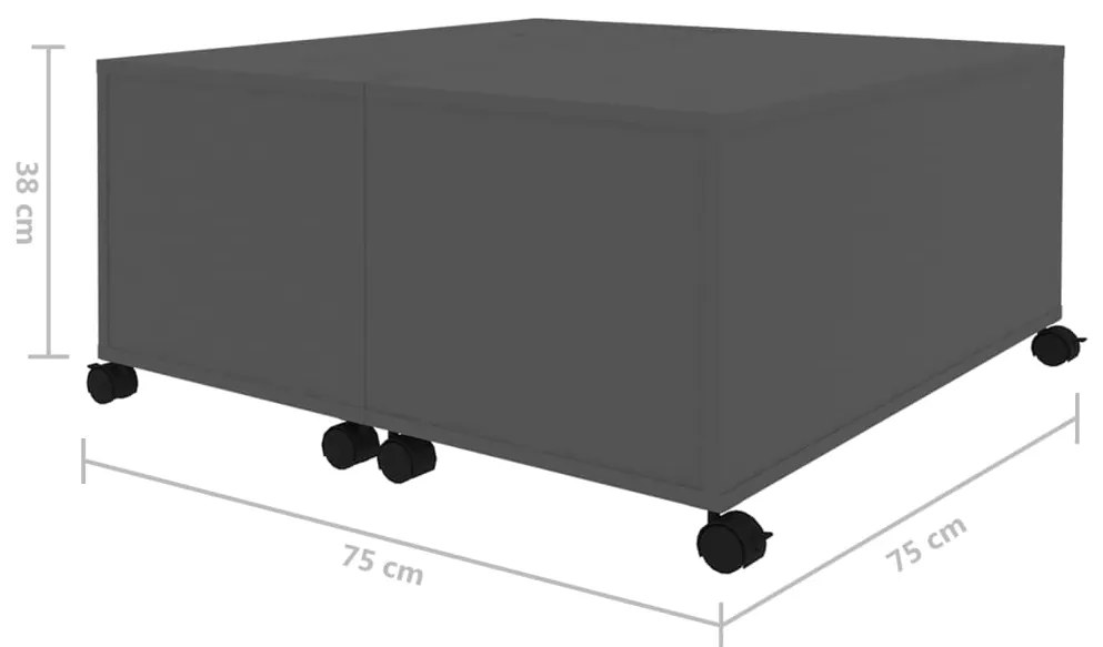 Mesa de Centro Lexas com Baú - Cinzento - Design Moderno