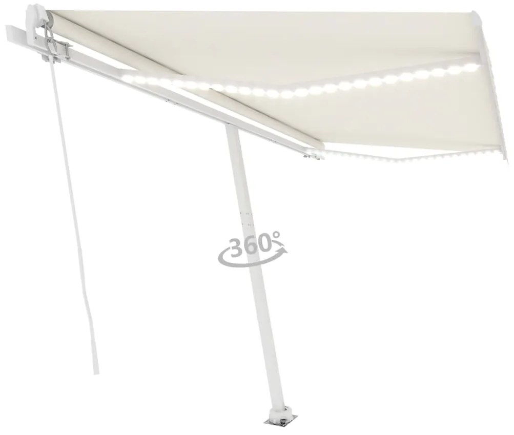 Toldo retrátil manual com LED 450x350 cm cor creme