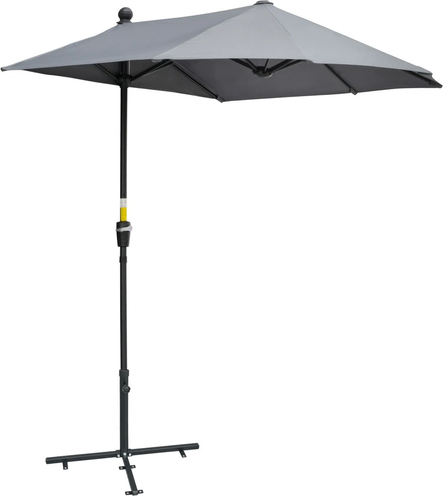 Outsunny Guarda-sol Semicircular 1,9 x 2 m Guarda-sol Duplo com Manivela Base Guarda-sol Guarda-sol de Jardim para Terraços e Pátios Cinza escuro | Aosom Portugal