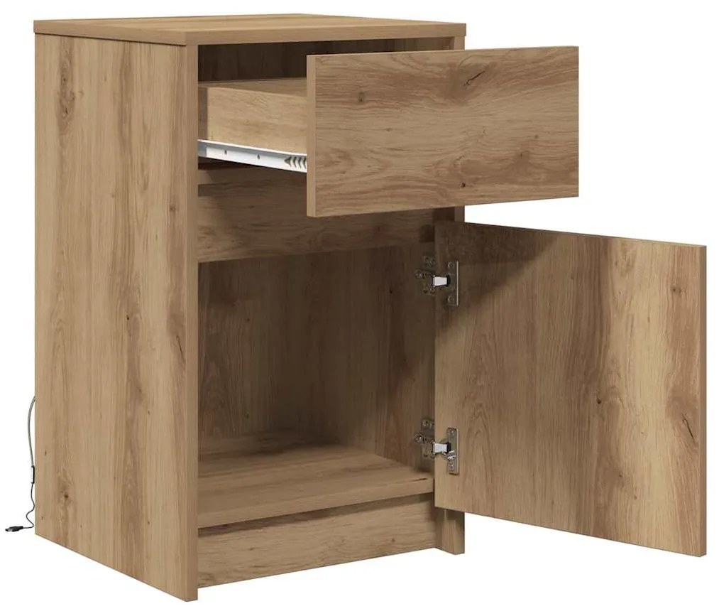 Criado-mudo LED carvalho artisiano 38 x 34 x 61 cm Aglomerado