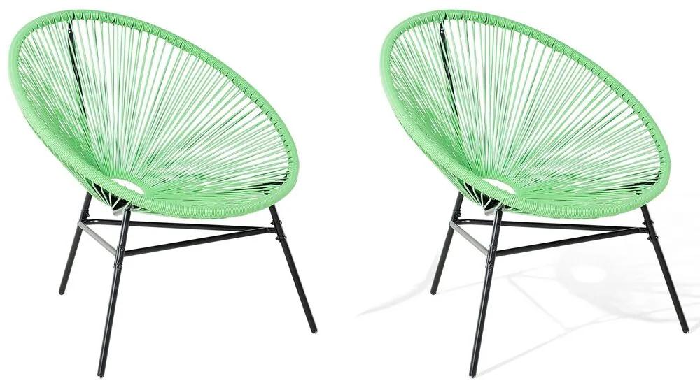 Conjunto de 2 cadeiras de jardim em rattan verde ACAPULCO Beliani