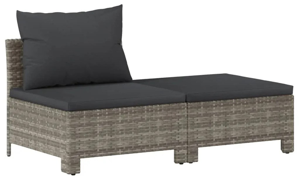 7 pcs conjunto lounge de jardim c/ almofadões vime PE cinzento