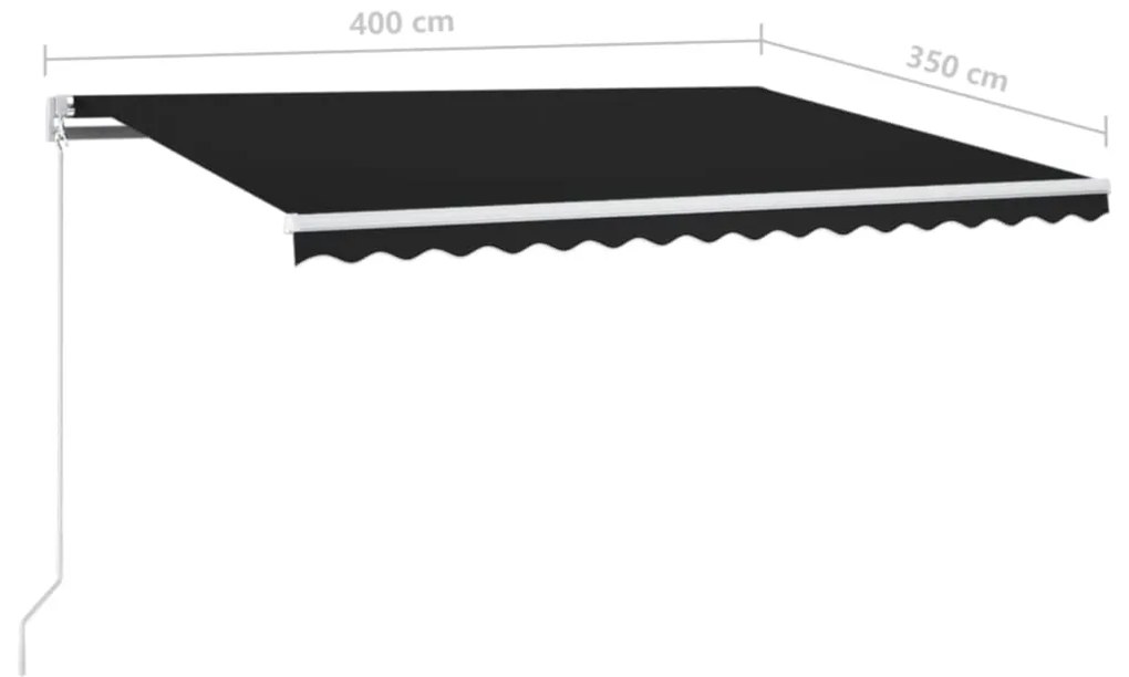 Toldo retrátil manual com LED 400x350 cm antracite