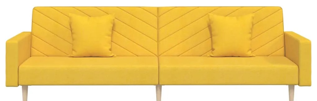 Sofá-cama 2 lugares com duas almofadas tecido amarelo