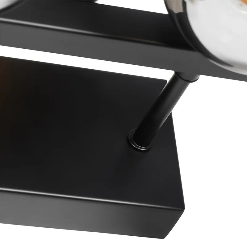 Aplique moderno preto com vidro fumê 5 luzes - Bianca