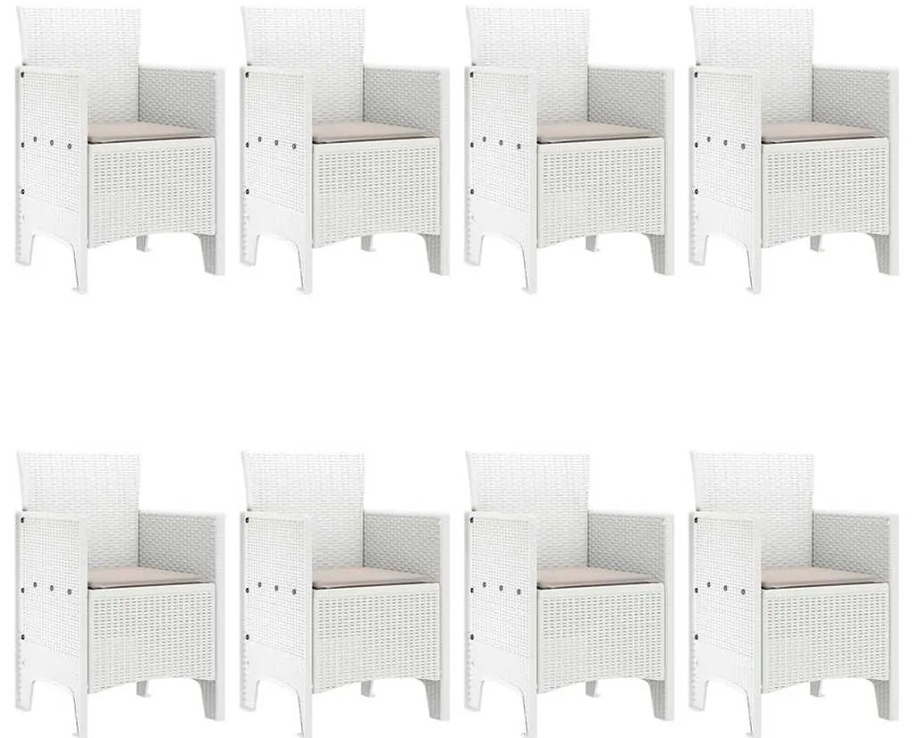 Conjunto de Jantar para Jardim 9 pcs Branco Vime &amp; Vidro