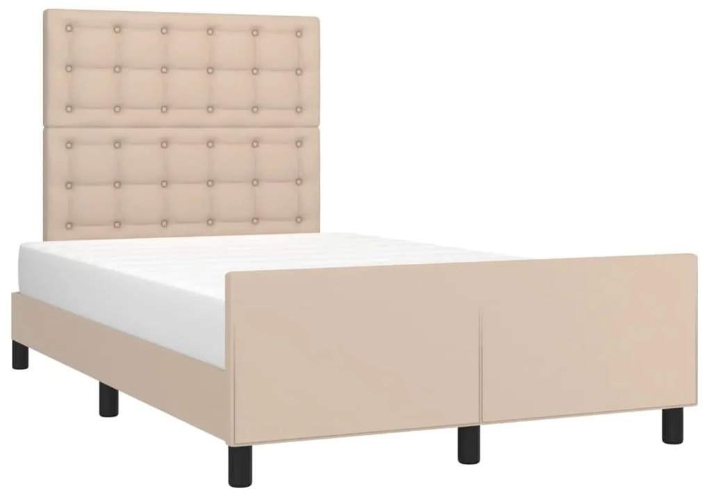 Estrutura cama cabeceira 120x200 cm couro artificial cappuccino