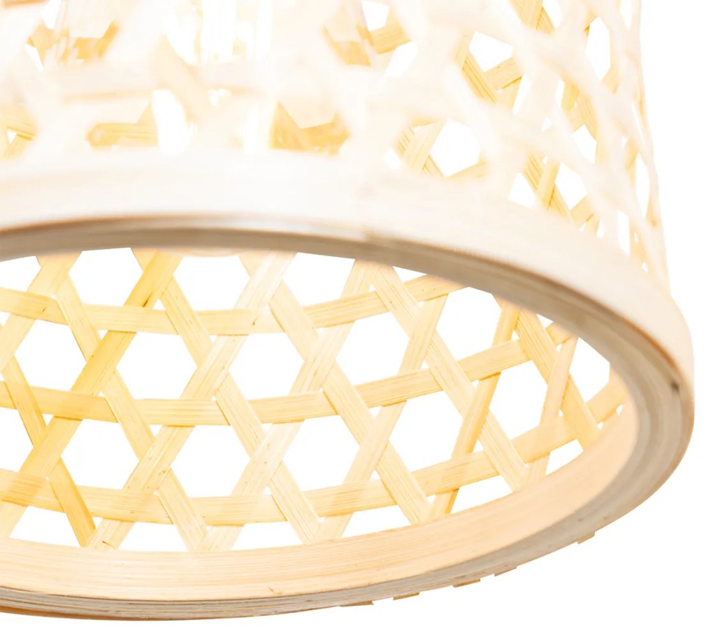 Candeeiro de suspensão oriental preto com bambu 3 luzes - Rayan Oriental