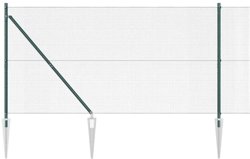 Cerca de Arame Soldado com 7 Postes de Ponta Verde 1.4x10 m Aço
