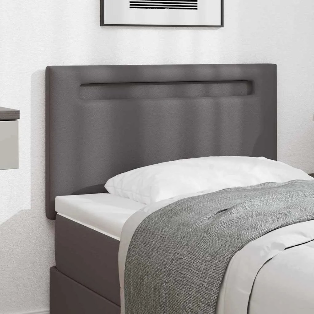 Cabeceira vidaXL Design Simples Cinza 90 cm em Couro Sintético