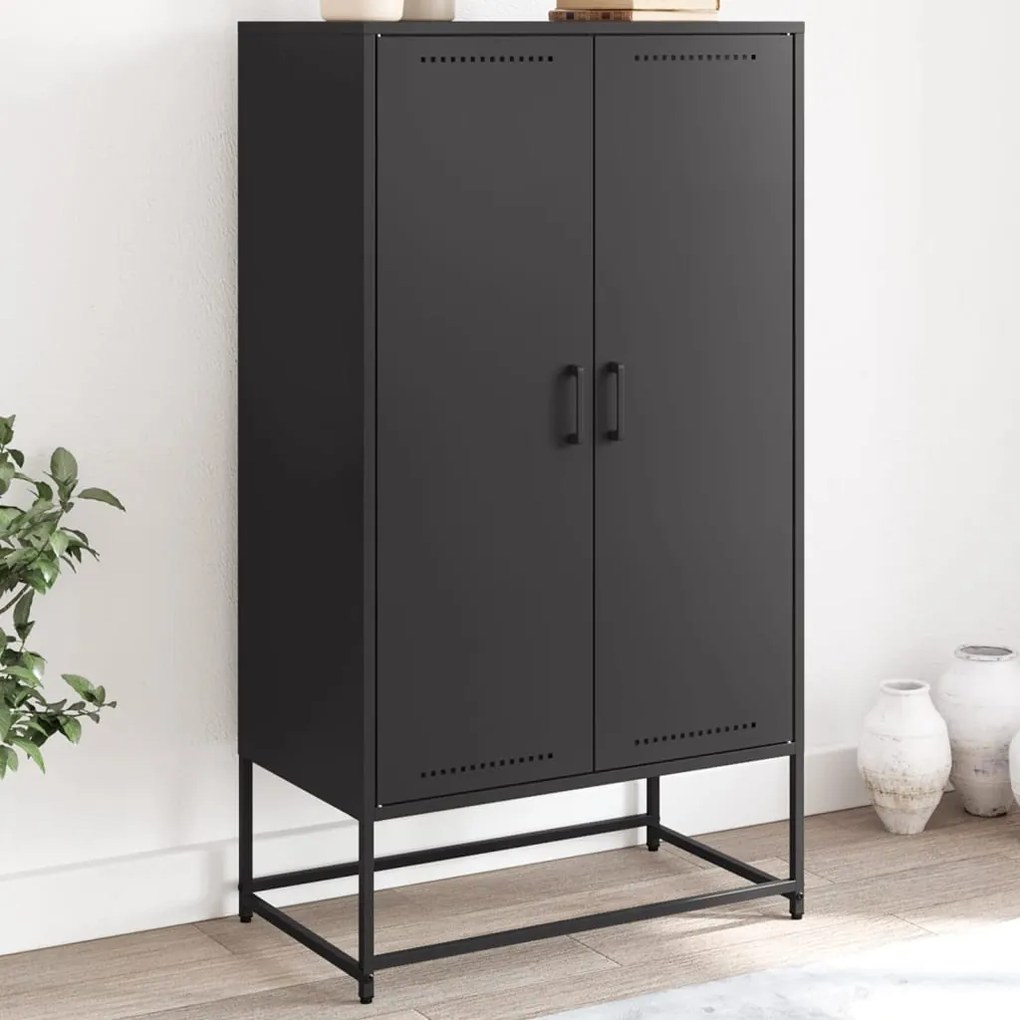 vidaXL Aparador alto 68,5x38,5x123,5 cm aço preto