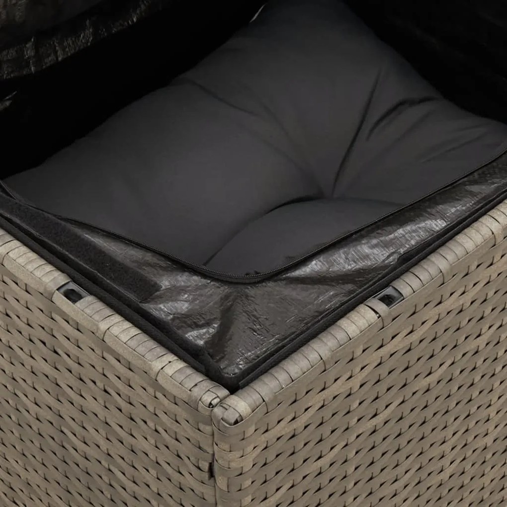 10 pcs conjunto sofás de jardim c/ almofadões vime PE cinzento
