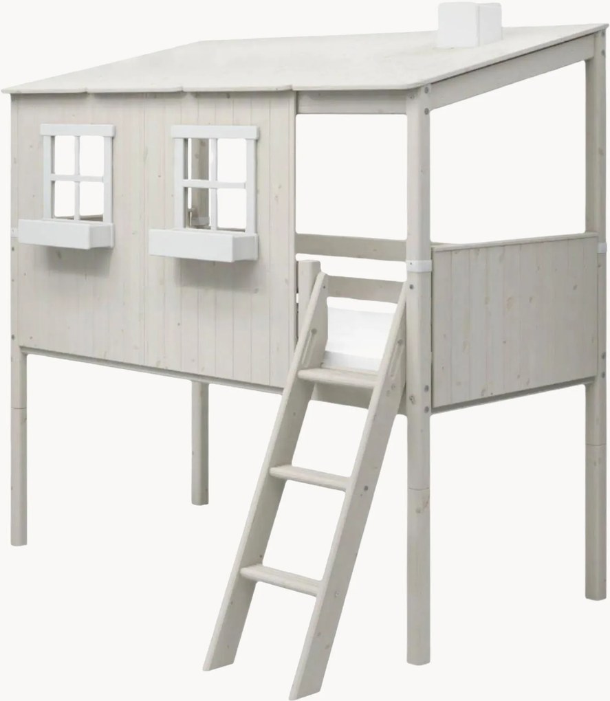 Cama para crianças em madeira com escada e grade de segurança Classic 1/1
