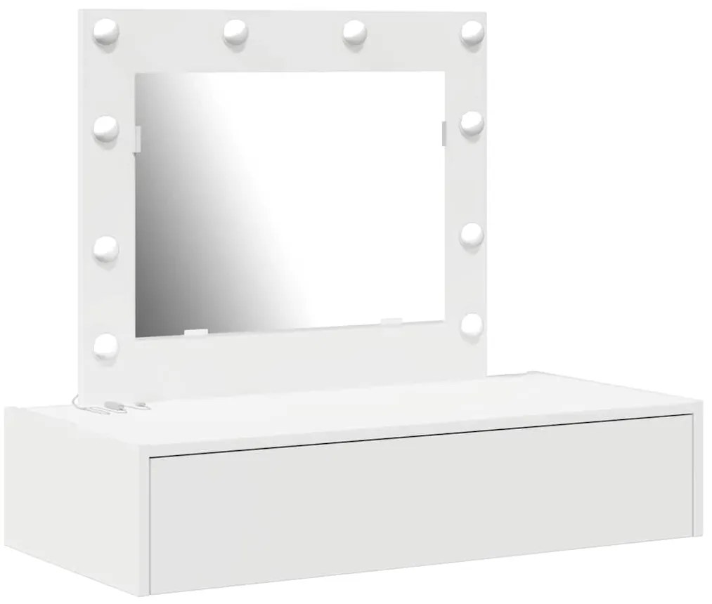 Mesa de Maquiagem Suspensa com Luzes LED - Branca