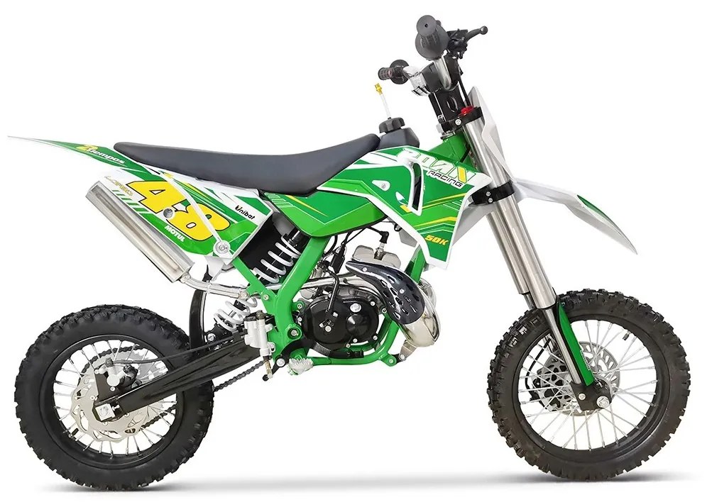 MINI MOTO Crianças MINICROSS gasolina 50cc 9cv Roan 50K 14/12" arranque a pedal Verde