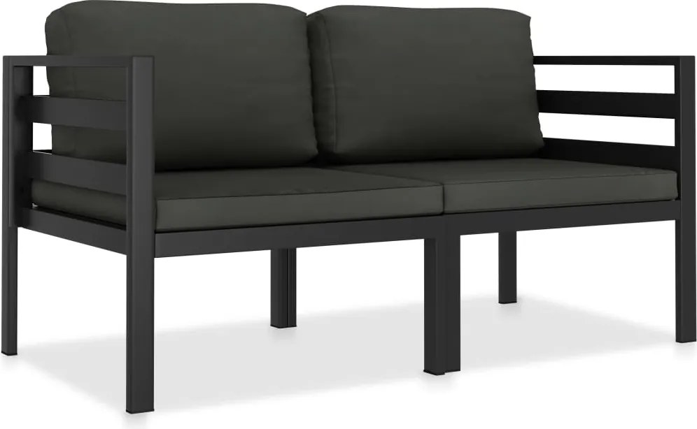 2 pcs conj. sofás de jardim com almofadões alumínio antracite