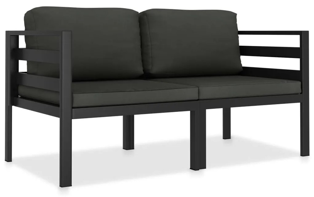 vidaXL 2 pcs conj. sofás de jardim com almofadões alumínio antracite
