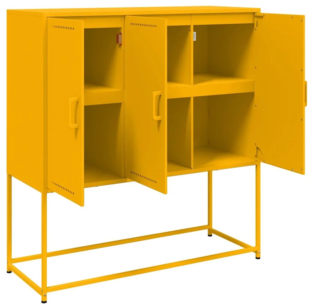 Aparador alto 100,5x39x107 cm aço amarelo mostarda