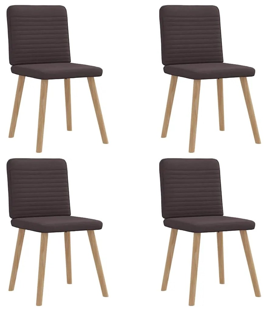 Cadeiras de jantar 4 pcs tecido castanho-escuro